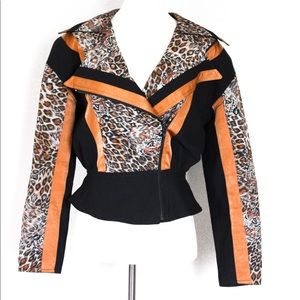 ☾ Vintage cheetah print colorblock blazer / jacket